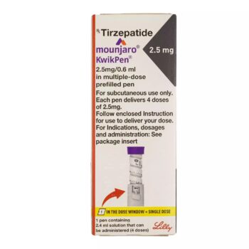 Mounjaro 2.5mg KwikPen starter dose injection for weight loss and type 2 diabetes management.