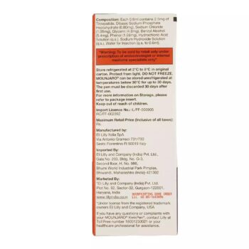 Mounjaro 2.5mg KwikPen side view showing the 2.4ml solution for subcutaneous injection.