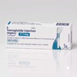 Front view of a white and teal Wegovy 1.7 mg FlexTouch pre-filled injection pen box on a white background.