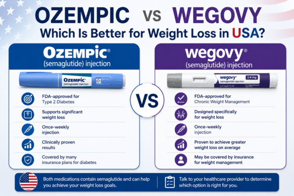 Ozempic vs Wegovy comparison chart for weight loss in the USA