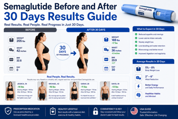Semaglutide before and after 30 days Ozempic and Wegovy results